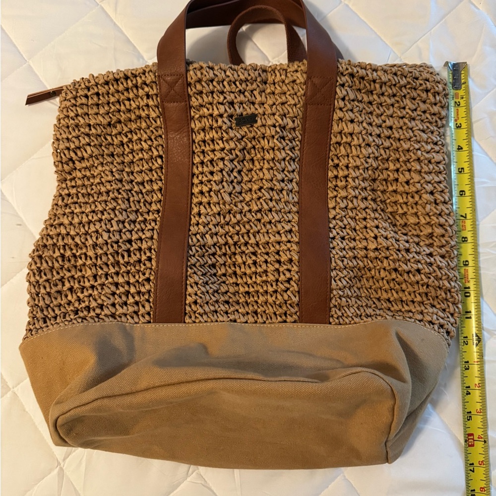 Roxy Brown Raffia Tote Backpack - image 5